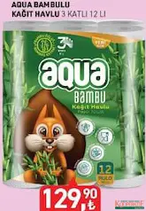 AQUA BAMBU KAĞIT HAVLU 3 KATLI 12'Lİ fiyat ve kampanya bilgisi